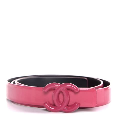 CHANEL Patent CC Logo Skinny Belt 85 34 Pink 